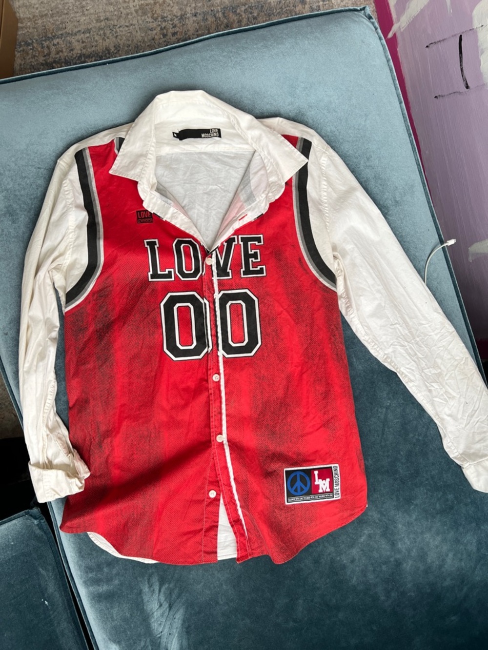 Vintage Love Moschino basketball jersey button down medium